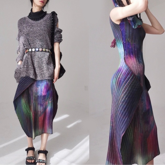 Skull/Goth sleeveless silky tafta sleeveless mid shin dress - Picture 3 of 6